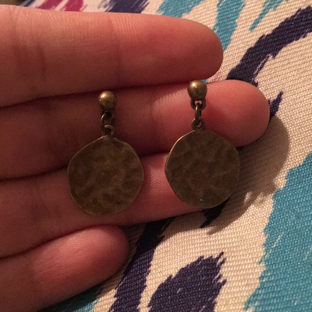 Copper wavy dangle earrings